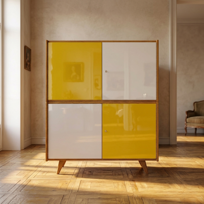 Mobile contenitore mid-century U-450, credenza impiallacciata rovere di Jiří Jiroutek, anni '60