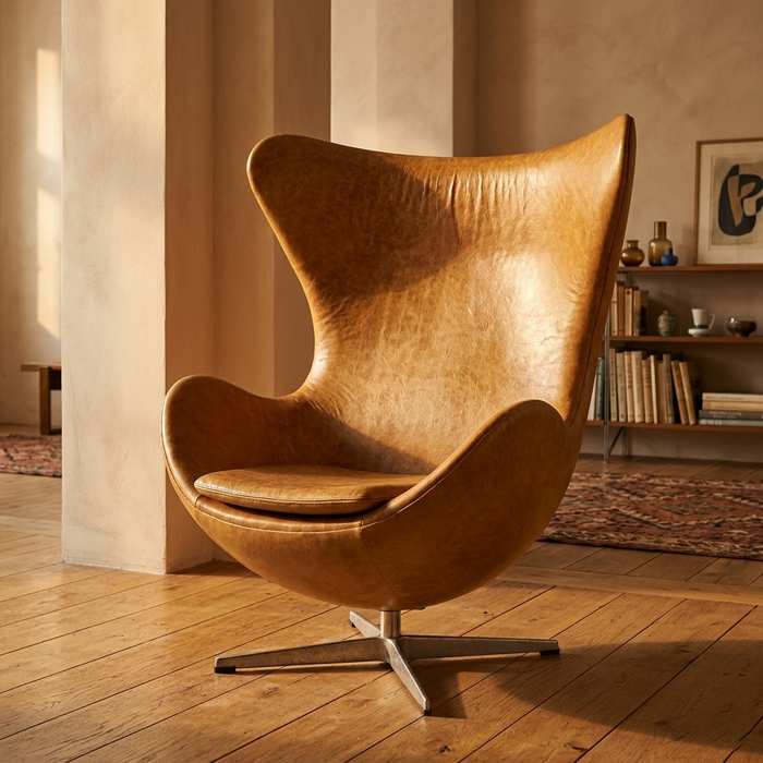 Poltrona Egg modello 3316 moderna in pelle Arne Jacobsen anni '90 Danimarca