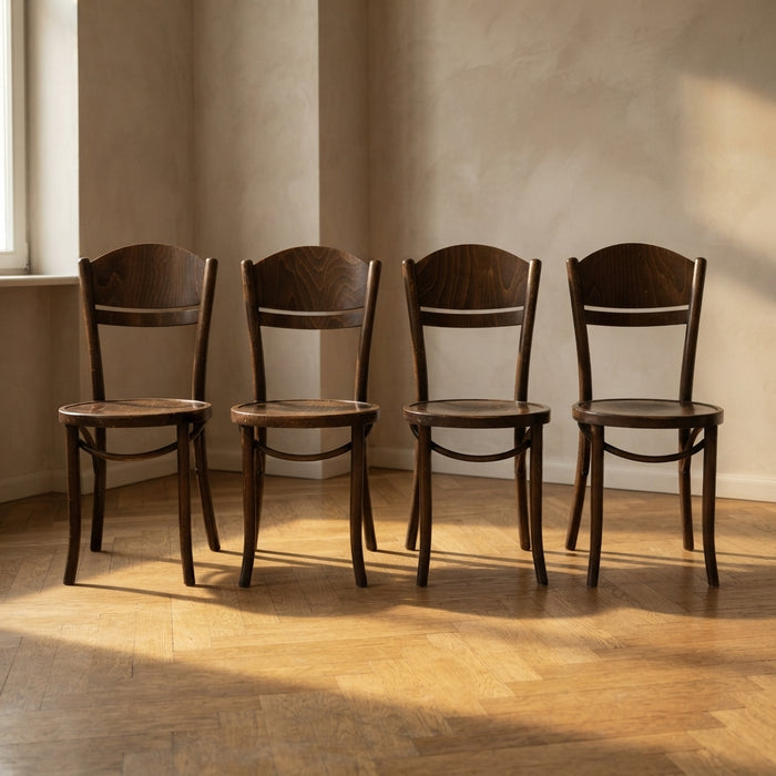Set of 4 TON Wooden Dining Chairs, 20th Century, Czechoslovak, 90 × 46 cm