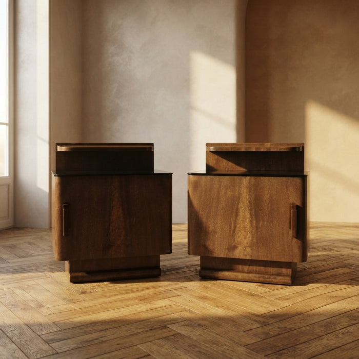 Set of Two Nightstands by Jindřich Halabala for UP Závody, 1940s, Czechoslovakia, 55 x 45 x 38 cm