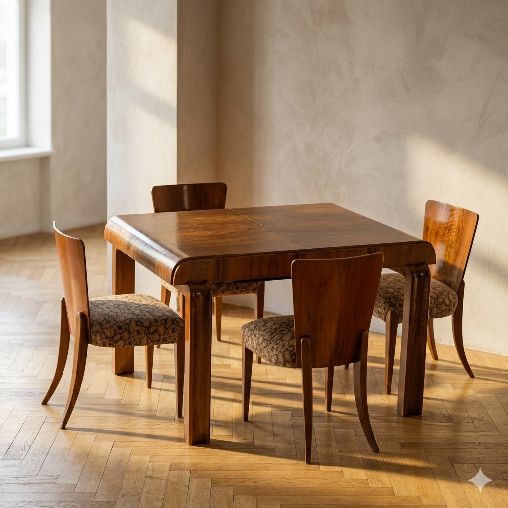 Tavolo da pranzo allungabile, tavolo vintage in legno, anni '30
