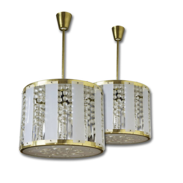 Mid century Czechoslovak crystal chandeliers, set of 2
