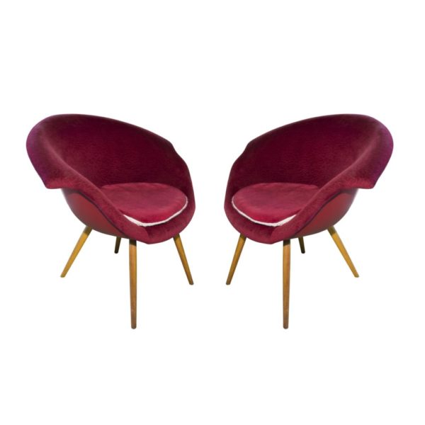 Pair of midcentury armchairs, attribute to Miroslav Navratil, Czechoslovakia