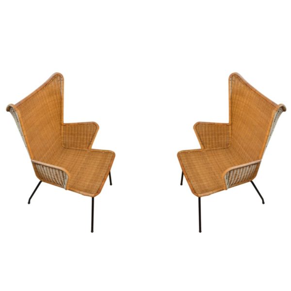 Vintage Wicker chairs, circa 1960, Europe