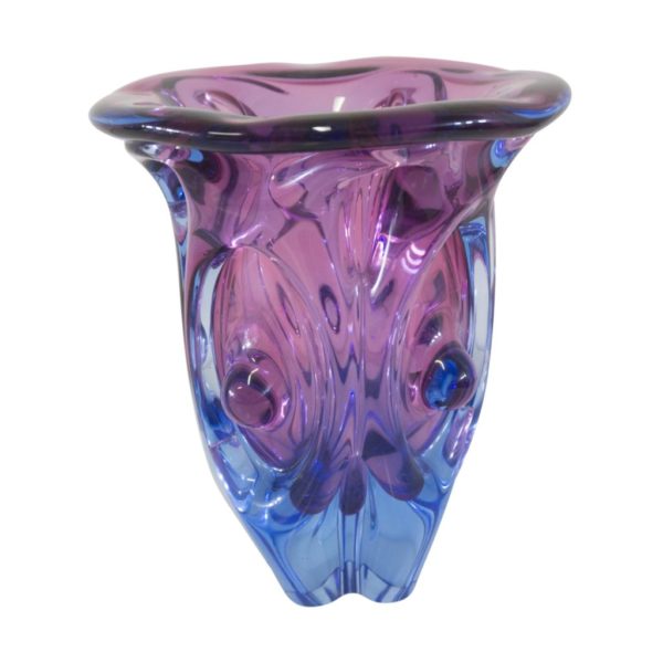 Mid century chunky glass vase, attribute to J.Beranek, Bohemia