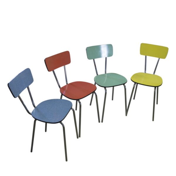 Set of four French style coloured formica cafe chairs, 1960´s