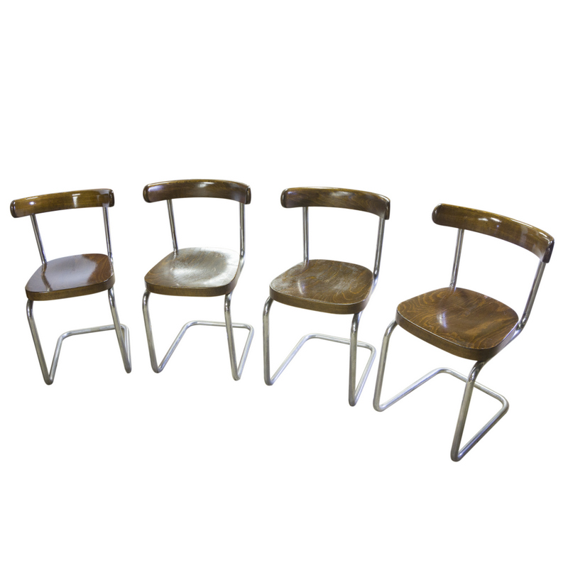 Mart Stam, Set of 4 Bauhaus chairs B263 for Thonet, circa 1930
