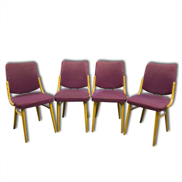Antonín Šuman, set of four bentwood dining chairs produced by TON, Czechoslovakia, 1960´s