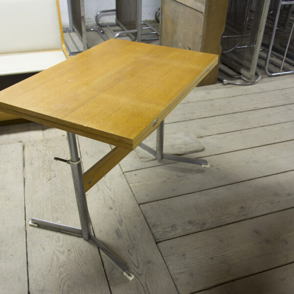 Mid century folding coffee or dining table on chrome metal base, Czechoslovakia