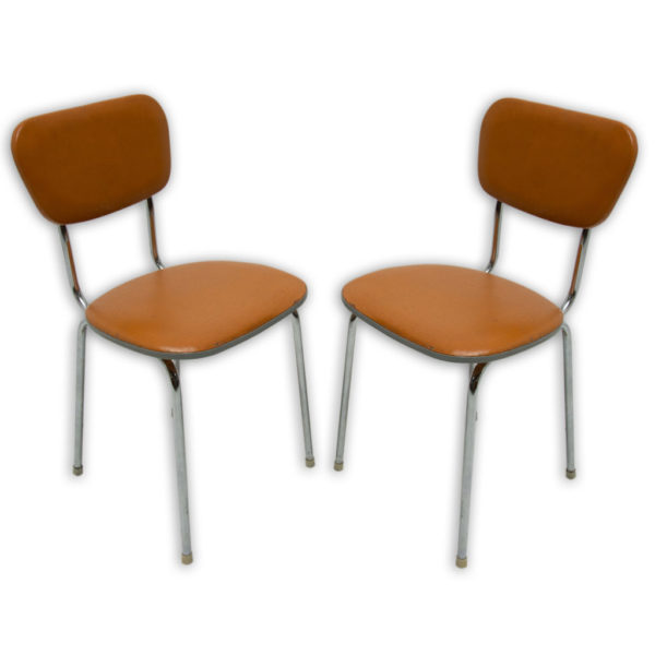 Pair of Eastern bloc chrome and leatherette cafe chairs, 1960´s