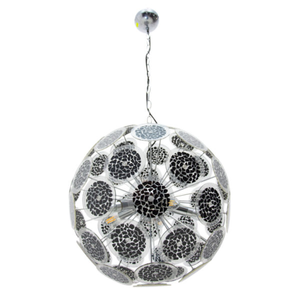 Vintage circle chrome pendant chandelier, 1980s