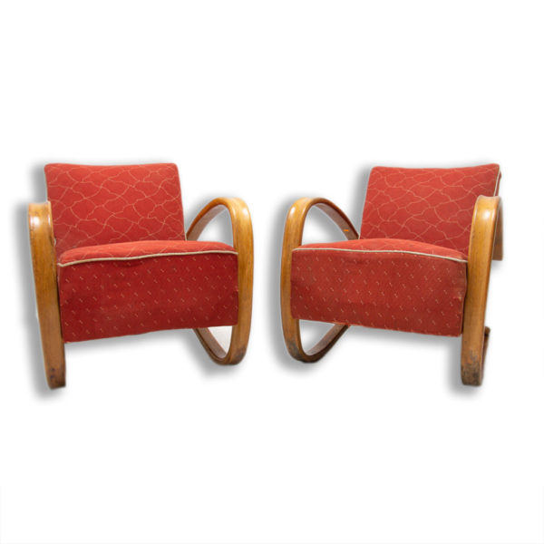 Jindrich Halabala, Pair of Lounge bentwood armchairs H-269, Czechoslovakia
