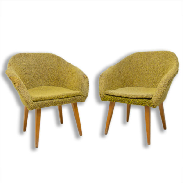 Pair of mid century shell fiberglass lounge chairs, Czechoslovakia, 1960´s