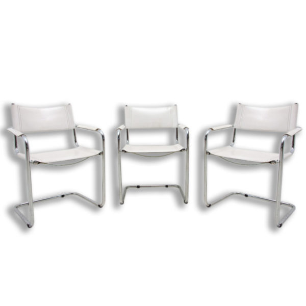 Cantilever tubular steel armchairs by Marcel Breuer, 1970´s, set of 3