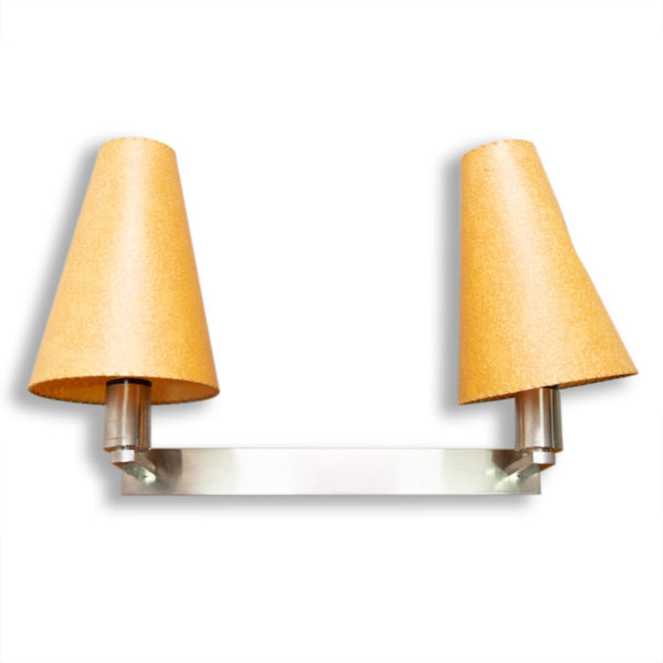 Bauhaus chromed wall lamp with two lampshades by Vlastimil Brožek, Czechoslovakia, 1930´s