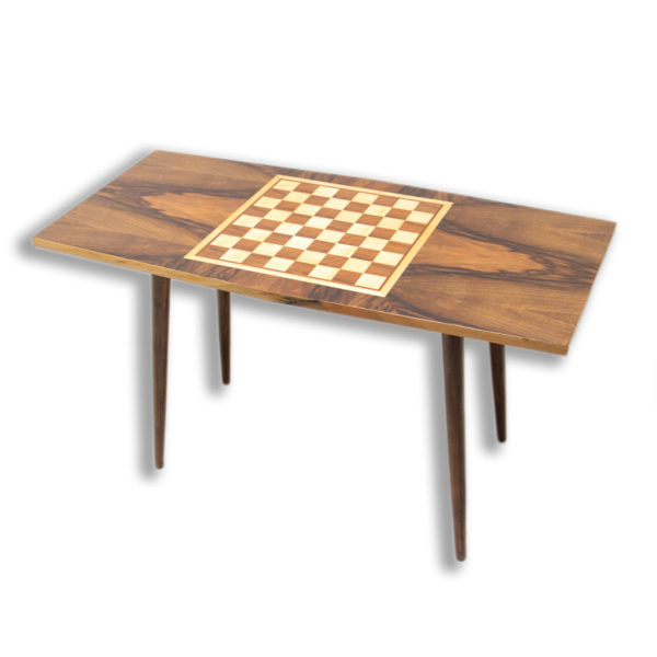 Fully restored coffee table with chess pattern, 1960's, Czechoslovakia