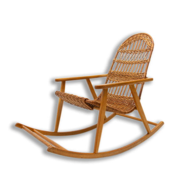 Mid Century Wicker rocking chair, Czechoslovakia, 1960´s