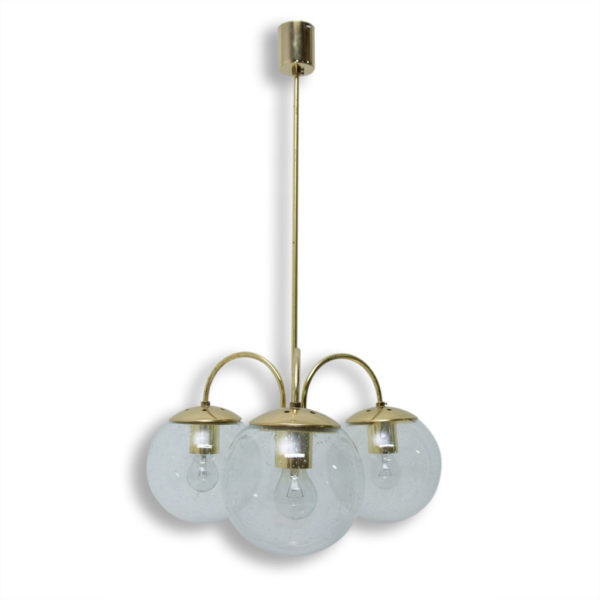 Very elegant three-armed chandelier for Kamenický Šenov, 1970´s