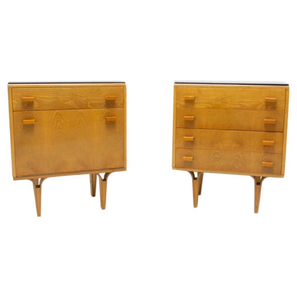 Pair of Mid century night stands, chest of drawers by Frantisek Mezulanik, Nový Domov, 1970´s