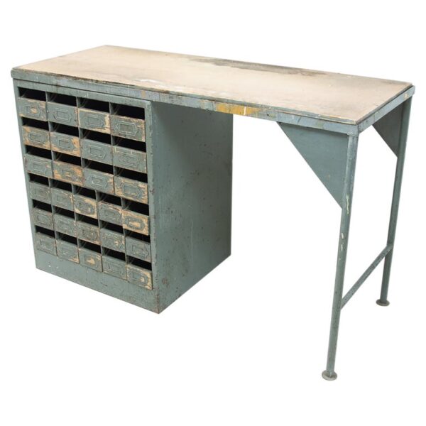 Industrial iron writing desk from the 1950s, Czechoslovakia