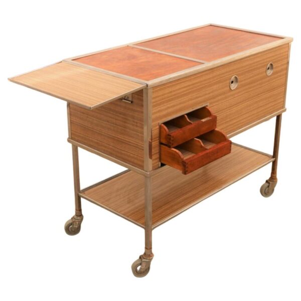Czechoslovak Vintage Kitchen Serving Trolley on Wheels from the 1970s