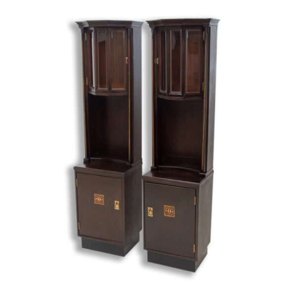 Pair of fully restored Viennese Secession chimney nightstands, 1910, Austria