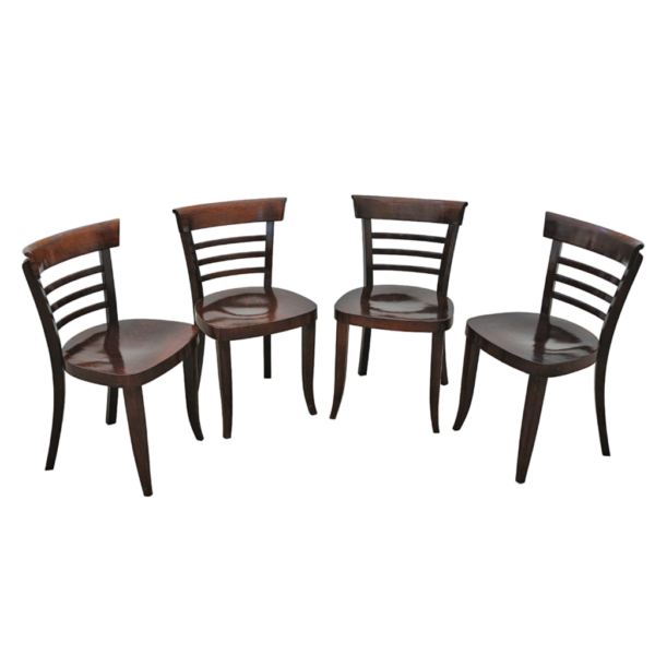 Mid century Thonet walnut dining chairs, Czechoslovakia, 1950´s, set of 4