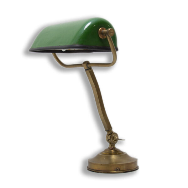 Art Deco adjustable banker lamp, 1930s, Bohemia