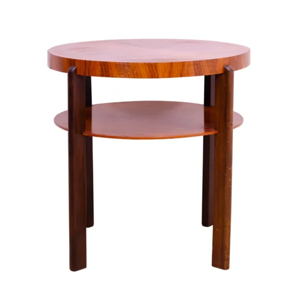 ART DECO round walnut coffee table, Czechoslovakia, 1930´s