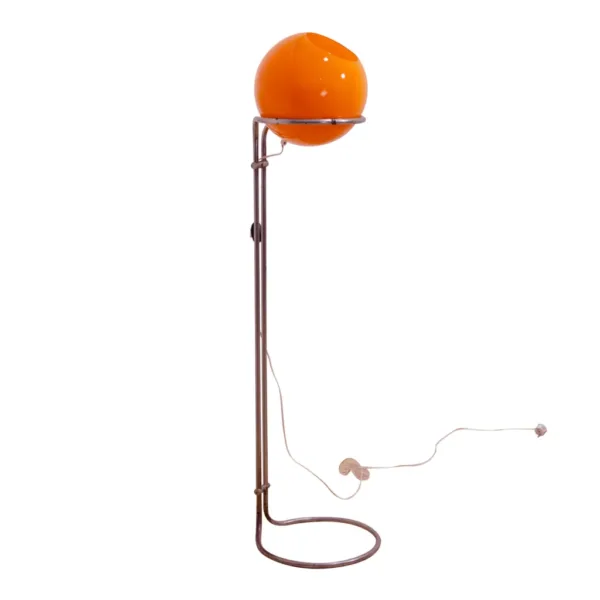 Atomzeitalter-Stehlampe aus orangefarbenem Glas von Tibor Hazi, Ungarn, 1973
